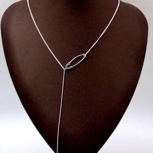 Sterling Safety Pin Lariat Necklace